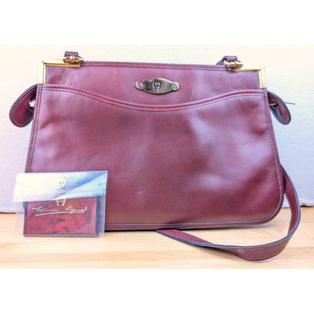 Etienne Aigner Vintage Burgundy Leather Shoulder Bag Gold Hardware Oxblood Bag